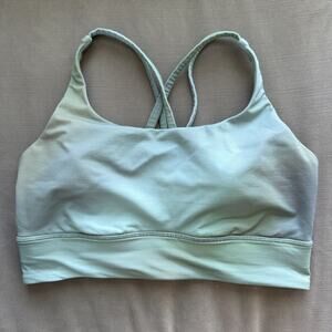 Lululemon energy Strappy Back Sports Bra Womens 10 Sage Green Medium Support